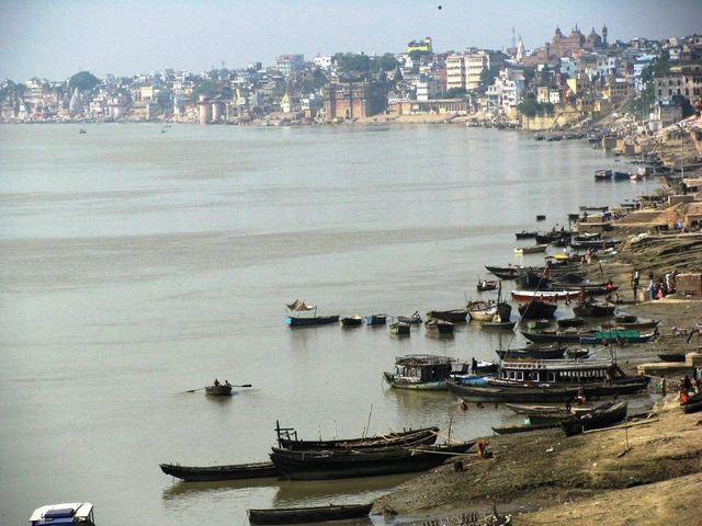 The ghats of Varanasi from the Malviya Bridge
